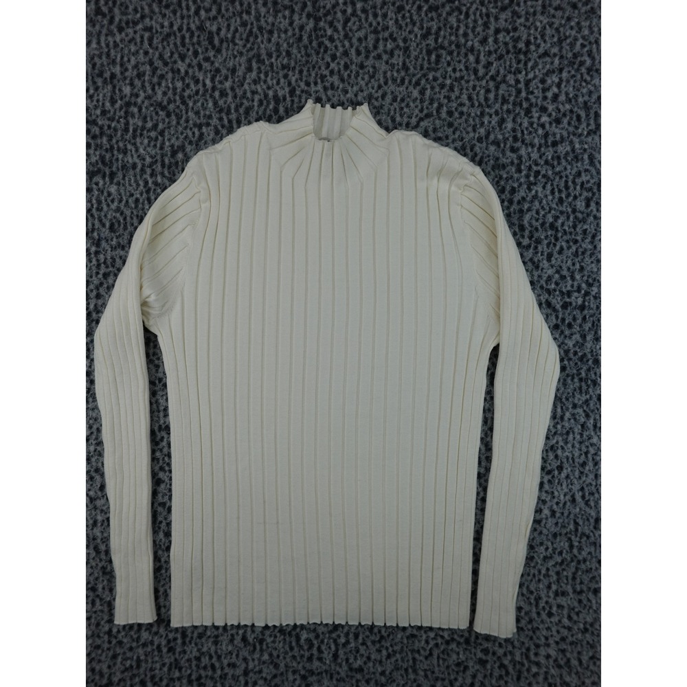 LOFT Sweater Womens XL Cream White Excellent Ribbed Mock Neck Long Sleeve X723